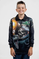Kids Velociraptor Fishing Shirt - Quick Dry & UV Rated