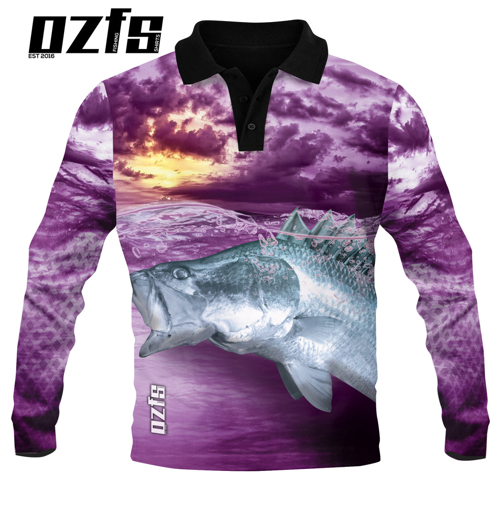 Kids Barramundi Purple Fishing Shirt - Quick Dry & UV Rated – Oz Fishing  Shirts