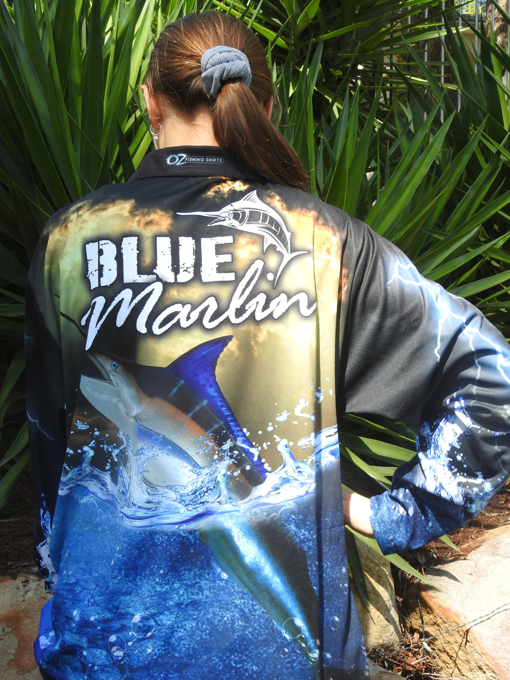 Blue Marlin Black Fishing Shirt - Quick Dry & UV Rated