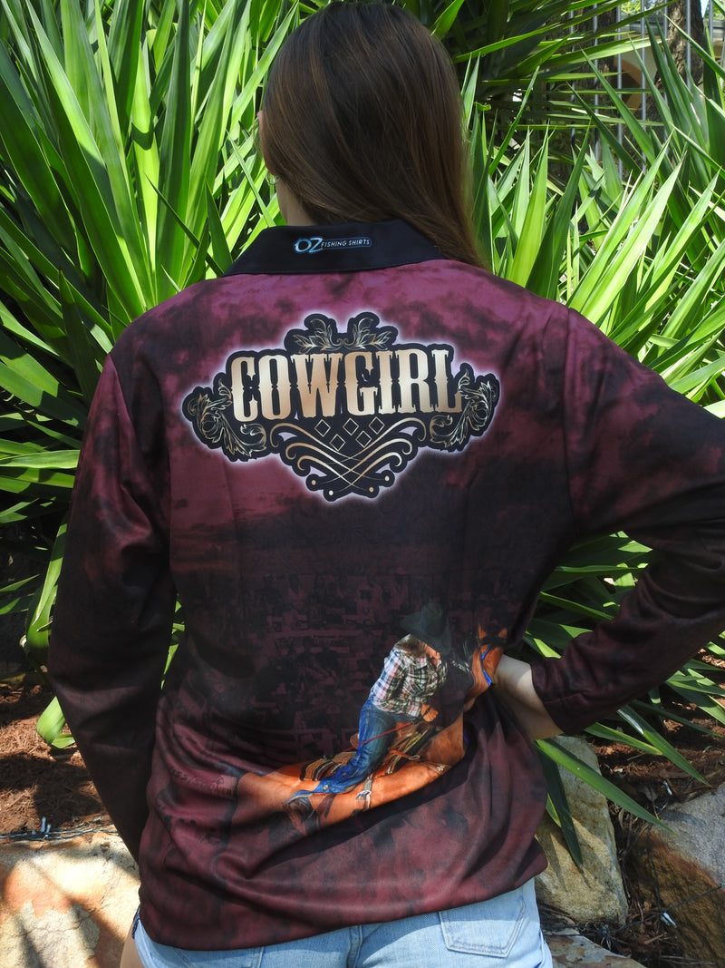 Cowgirl Maroon Fishing Shirt - Quick Dry & UV Rated