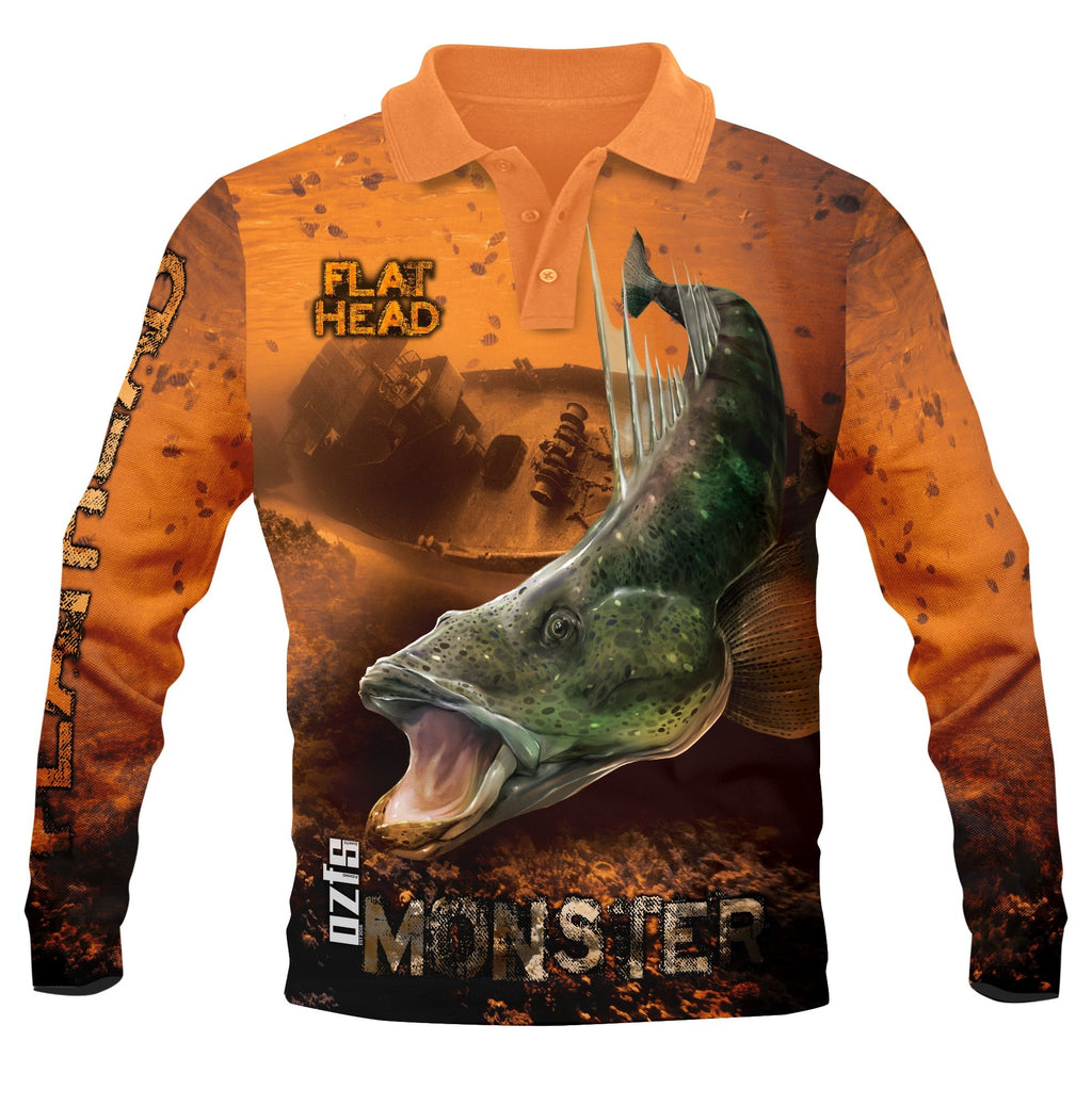 Flathead Orange Fishing Shirt - Quick Dry & UV Rated – Oz Fishing Shirts