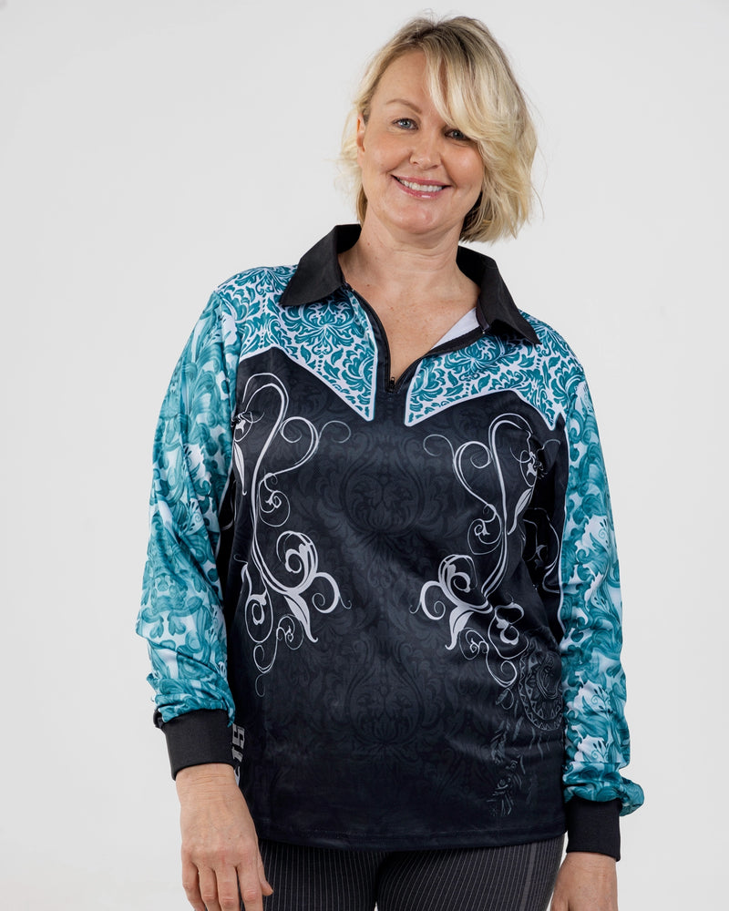 Cowgirl Tough Turquoise Fishing Shirt - Quick Dry & UV Rated – Oz