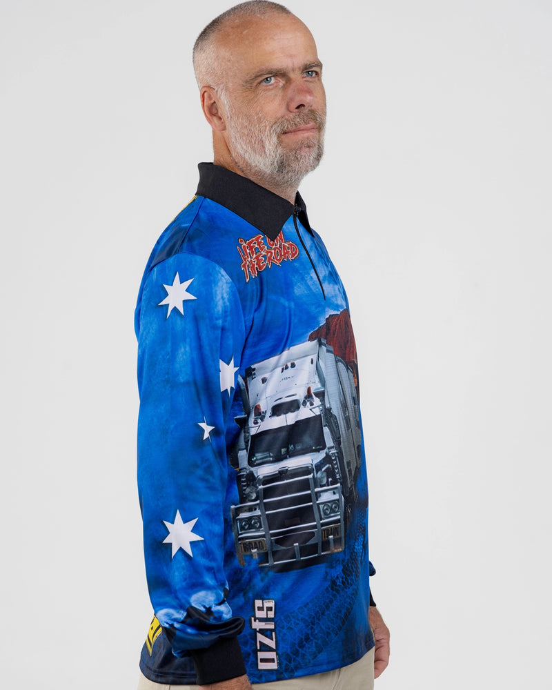 Outback Roadtrain Blue Fishing Shirt - Quick Dry & UV Rated