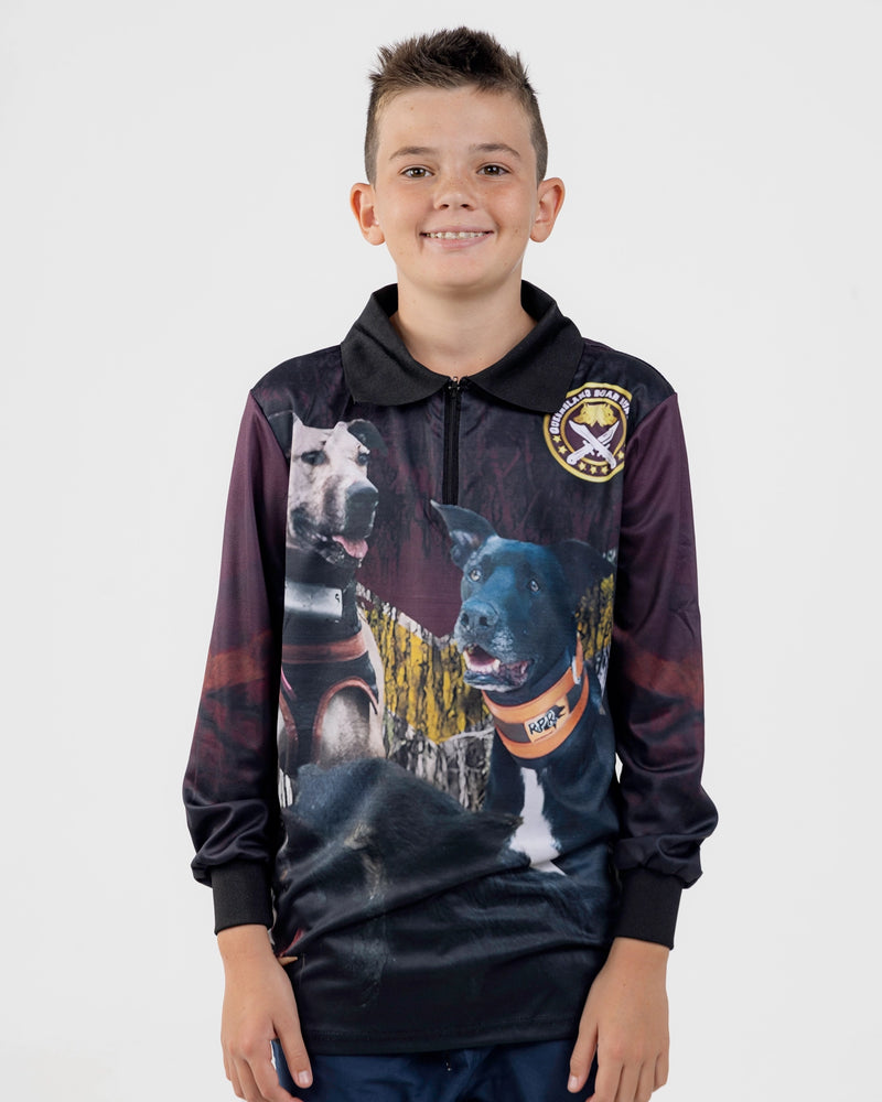 Kids QLD Boar Hunters Fishing Shirt - Quick Dry & UV Rated
