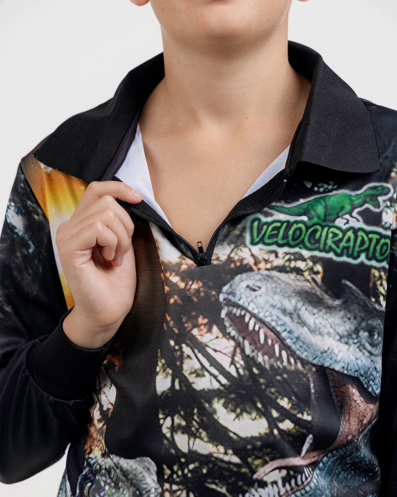 Kids Velociraptor Fishing Shirt - Quick Dry & UV Rated