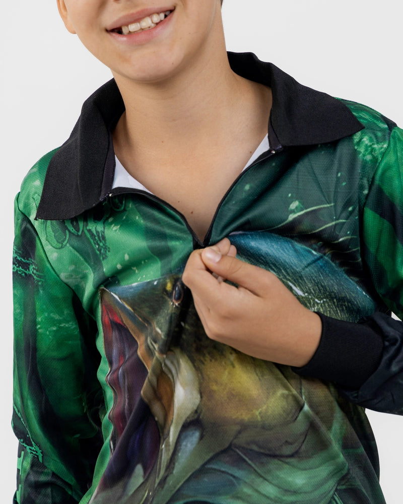 Murray Cod Green Fishing Shirt - Quick Dry & UV Rated