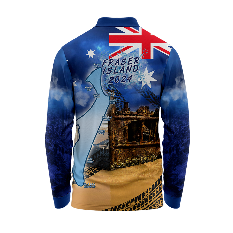 Fraser Island Blue 2024 Fishing Shirt - Quick Dry & UV Rated