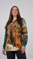Sunflowers and Horse Fishing shirt