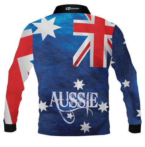 Australian Flag Map of Australia Ocean Fishing Shirt UPF 50 Long