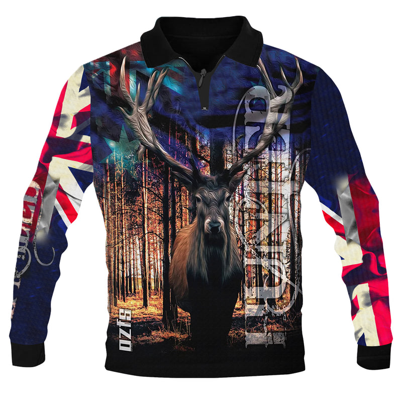 Blue Hunter Stag Fishing Shirt - Quick Dry & UV Rated