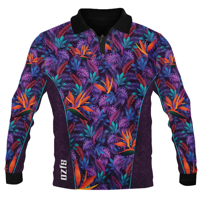 Floral Polo Fishing Shirt - Quick Dry & UV Rated