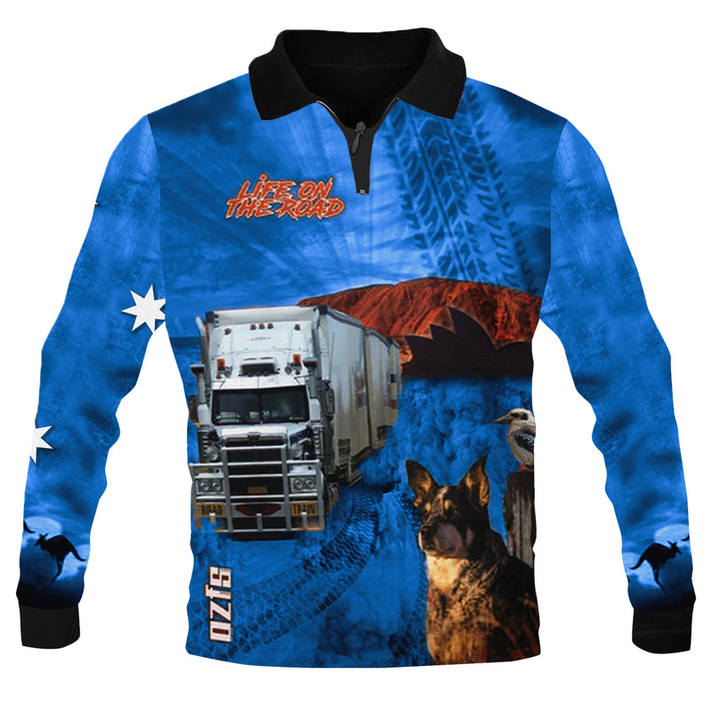 Outback Roadtrain Blue Fishing Shirt - Quick Dry & UV Rated