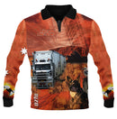 Outback Roadtrain Orange Fishing Shirt - Quick Dry & UV Rated