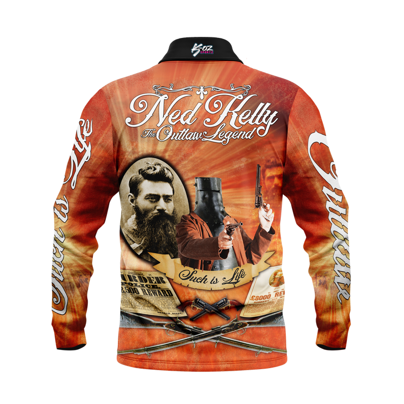Ned Kelly Outlaw Brown Fishing Shirt - Quick Dry & UV Rated