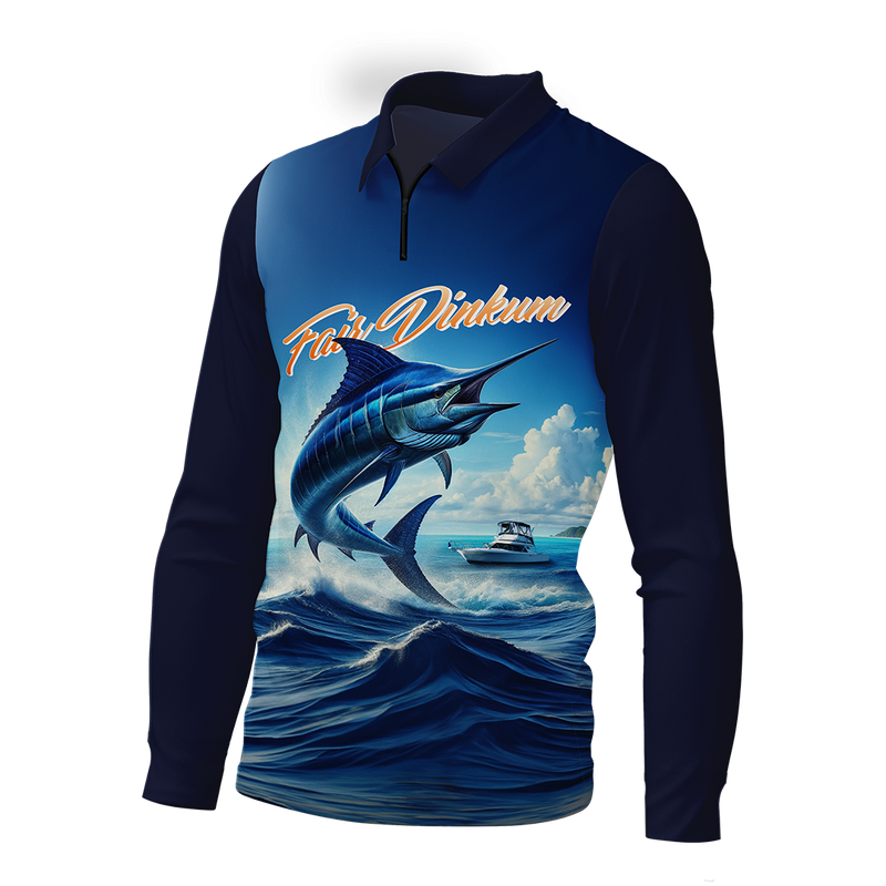 Fair Dinkum Blue Long Sleeve Fishing Shirt - Quick Dry & UV Rated
