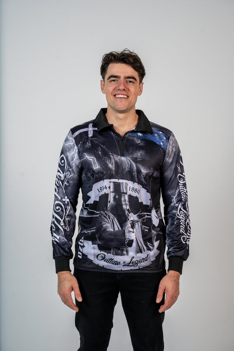 thumbnail image 2 of Ned Kelly Australian Souvenir T-Shirt – 100% Cotton Black Tee For Men 2 of 3