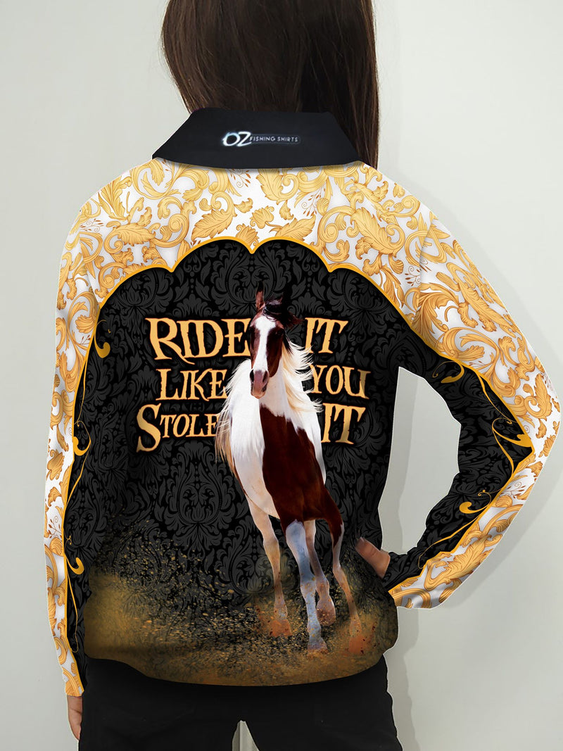 Ride It Like You Stole It Gold Fishing Shirt - Quick Dry & UV Rated