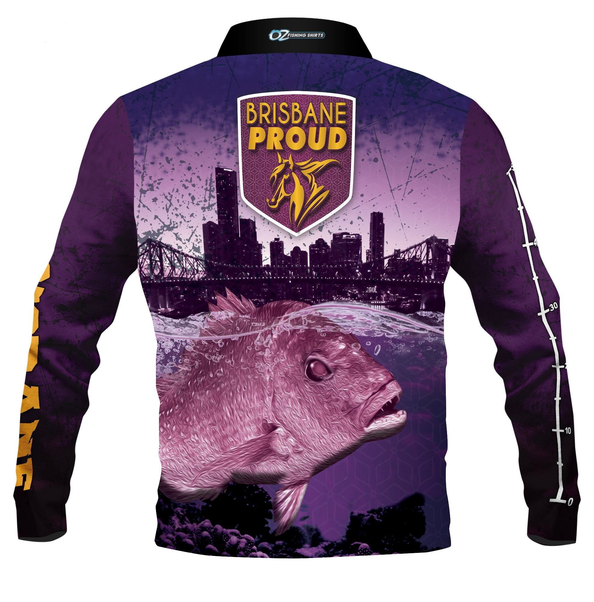 NRL Long Sleeve Fishfinder Fishing Polo Tee Shirt - Brisbane Broncos 