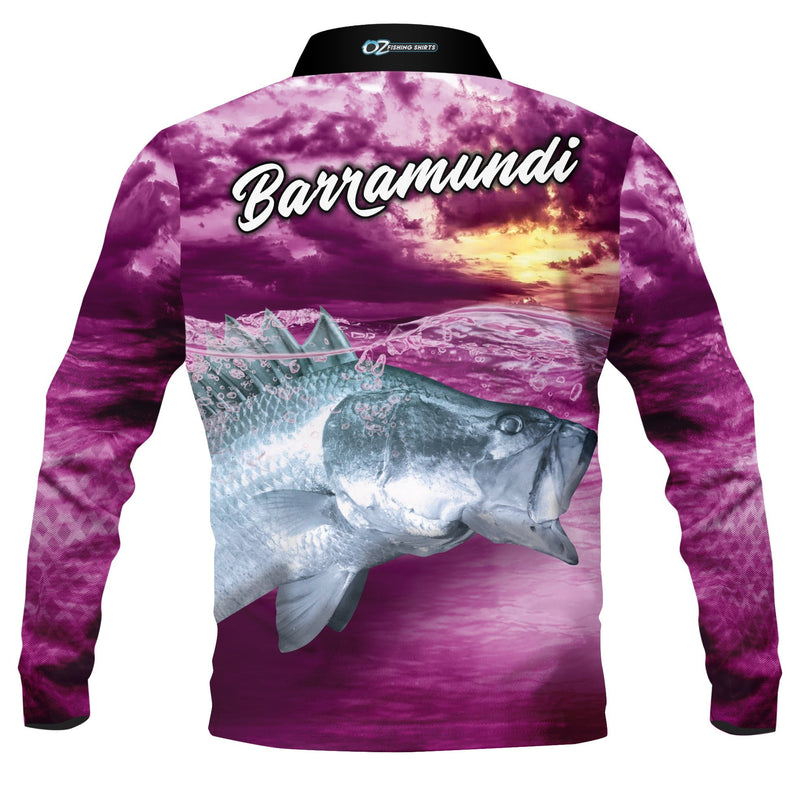 Kids Barramundi Pink Fishing Shirt - Quick Dry & UV Rated