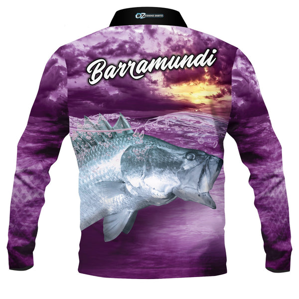 Kids Barramundi Purple Fishing Shirt - Quick Dry & UV Rated – Oz