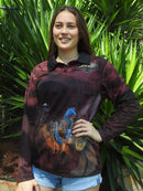Cowgirl Maroon Fishing Shirt - Quick Dry & UV Rated