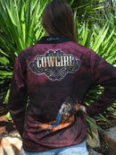 Cowgirl Maroon Fishing Shirt - Quick Dry & UV Rated