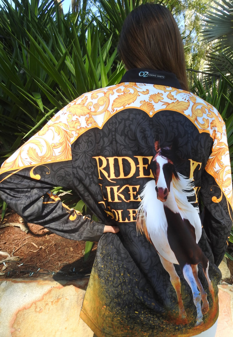 Ride It Like You Stole It Gold Fishing Shirt - Quick Dry & UV Rated
