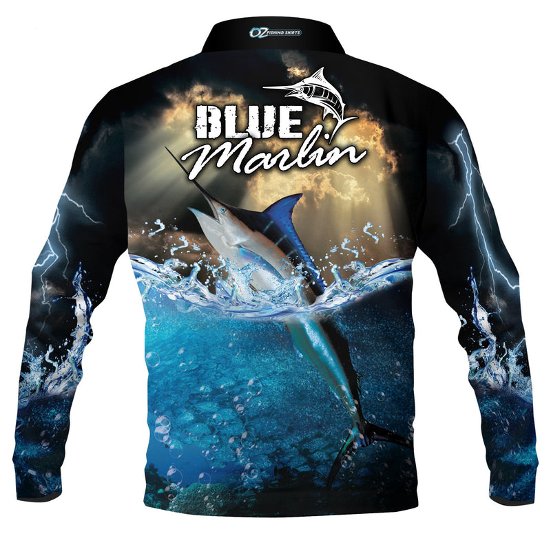 Blue Marlin Black Fishing Shirt - Quick Dry & UV Rated – Oz Fishing Shirts