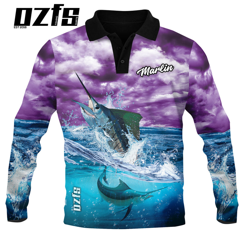 Marlin Purple Fishing Shirt - Quick Dry & UV Rated